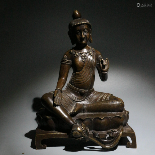 COPPER SEATED LOTUS GUANYIN