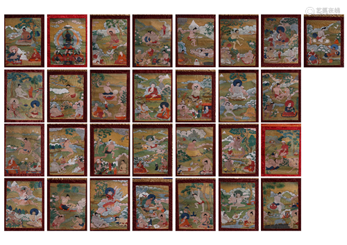 A SET OF 29 CHINESE TANGKA PAINTINGS