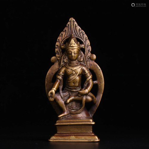 A CHINESE GILD COPPER STATUE OF YELLOW …