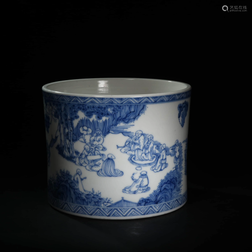 A CHINESE BLUE & WHITE L&SCAPE PAINTED PO…