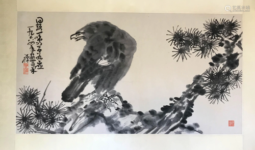 A CHINESE EAGLE PAINTING