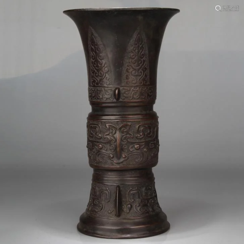 A CHINESE COPPER FLOWER VASE