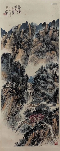 A CHINESE PAINTING SCROLL, LIN SANZHI MARK