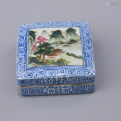 A CHINESE BLUE & WHITE PORCELAIN SQUARED…
