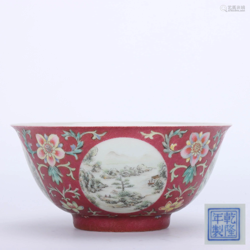 A CHINESE L&SCAPE PAINTED PORCELAIN BOWL