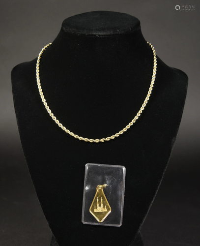 24K Gold Pendant 2.5 Gram Suisse and a 10K Chain