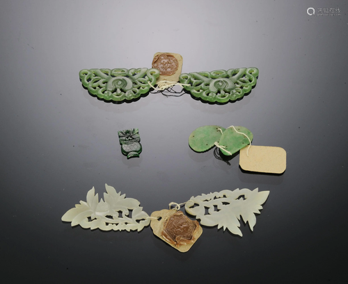 Group of 7 Jade and Jadeite Plaques, Qing Dynasty