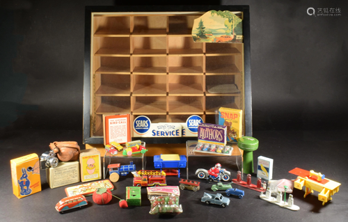 Display Case with Assorted Small Toys