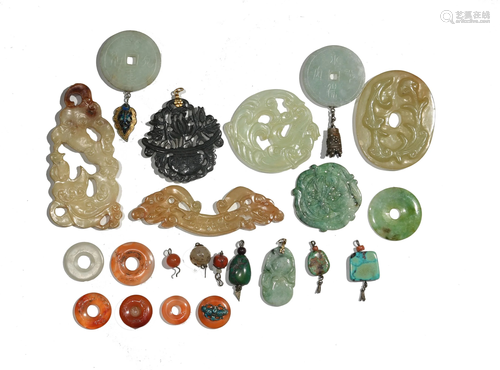 23 Stone Plaques and Pendants, 19th Century