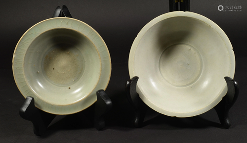 2 Chinese Longquan Celadon Plates, Song Dynasty