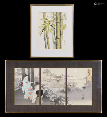 Gekko Ogata Triptych and Shiohara Painting