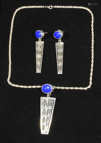 Tim Yazzie, Navajo Lapis and Sterling Set