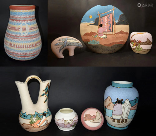 8 Vera Russell Pottery with 22K Gold Accents