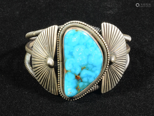 Nelvin Burbank, Navajo Sterling-Turquoise Bracelet