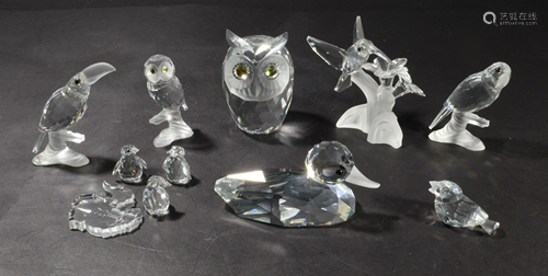 8 Boxed Swarovski Silver Crystal Birds