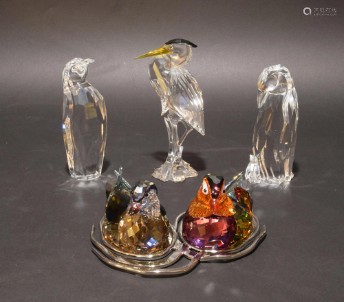 4 Boxed Swarovski Crystal Birds