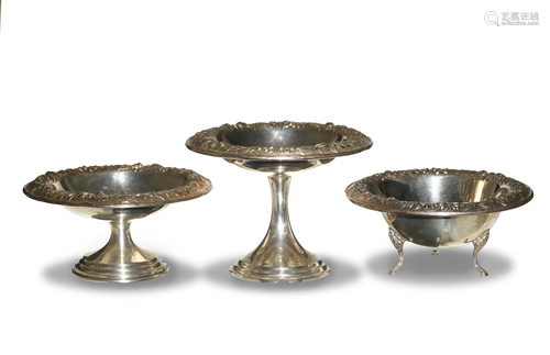 S. Kirk and Son, 3 Silver Repousse Bowls