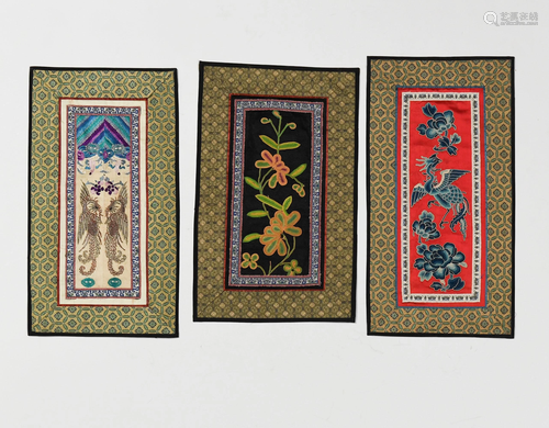 3 Chinese Embroideries, Qing