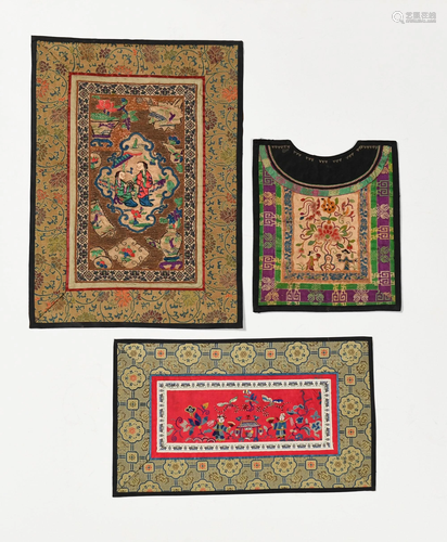 3 Chinese Embroideries, Qing