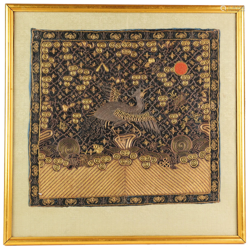 Chinese Framed Ranking Badge, 19th Century