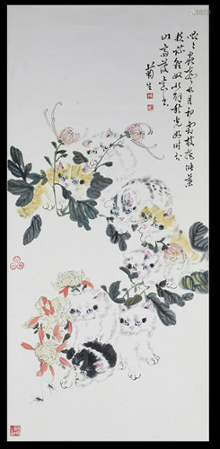 Chinese Painting of Cats by Sun Juseng