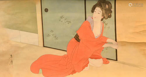 Japanese Painting of a Geisha