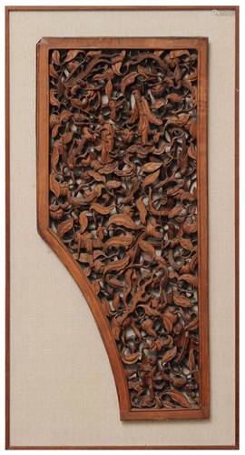 Chinese Huangyang Carved Wood Panel, 19th Ce…