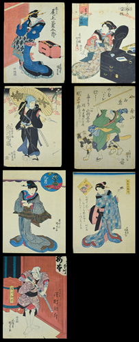 7 Japanese Woodblock Prints, Utagawa Kunisada