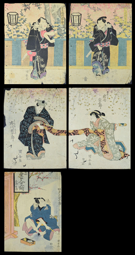 5 Japanese Woodblock Prints, Utagawa Kuniyasu