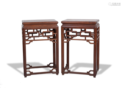 Pair of Rosewood Censer Stands, 19th Century