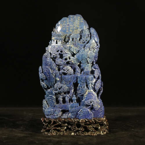 Qing Lapis Lazuli Landscape Figure Decoration