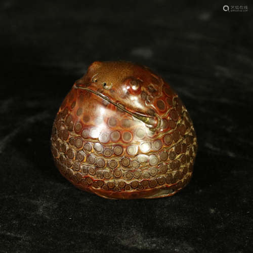 Ming Bamboo carving golden toad