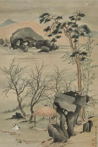 许昭(1887-？) 梅阴抚琴