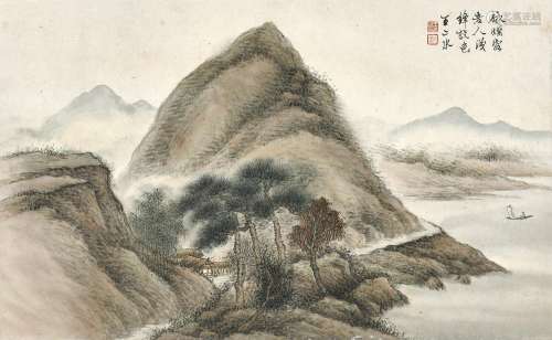 王二水(1870-1948) 烟波渺渺挂轻帆