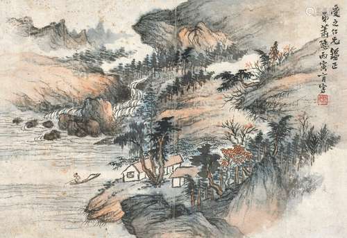 萧愻(1883-1944) 秋江闲钓