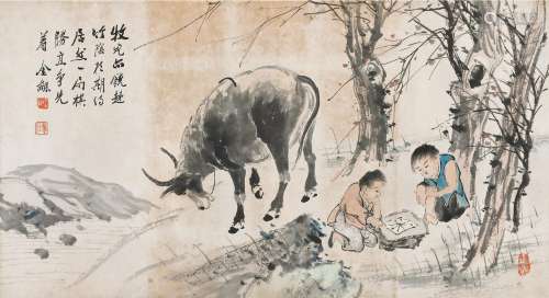 金梦石(1869-1952) 牧童弈棋