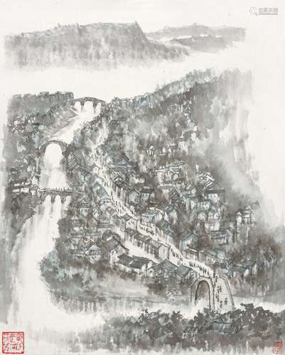 李可染(1907-1989) 江城朝雾