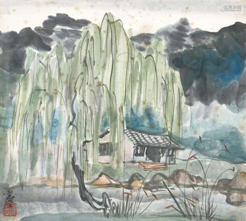 汪亚尘(1894-1983) 柳岸小景