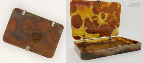 Art Deco Agate/Diamond Set Case, Ca…