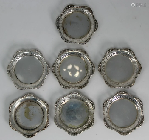 (7) .800 Silver Demitasse Saucers