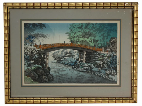 Framed Japanese Woodblock, Signed