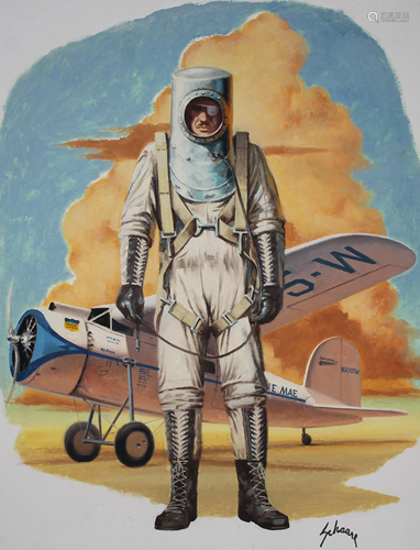 Harry Schaare (1922 - 2008) Wiley Post in High Alt