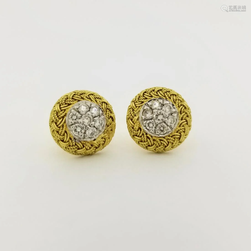 Italian 18K Gold & Diamond Earrings