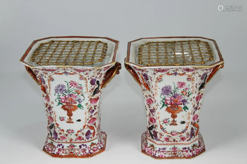 (2) 18th C. Chinese Export Lowestoft Vases