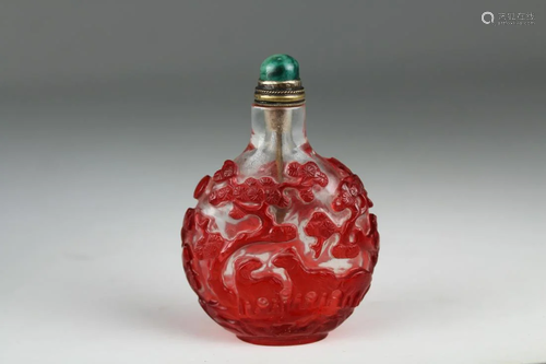 19th C. Chinese Overlay Glass Snuff Bottle