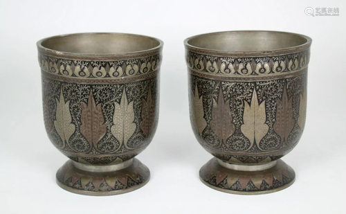 Pair, Antique French Inlaid Vases