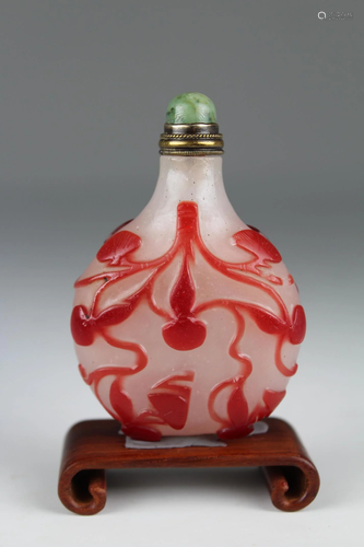 Likely Imperial, Red Overlay Glass Snuff Bottle