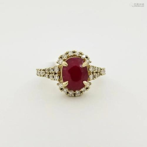 14K Gold 3.35ct Ruby & Diamond Ring