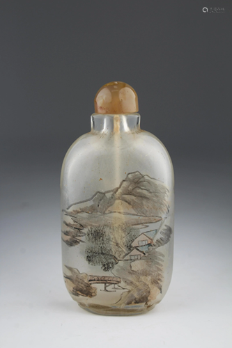 19th C Chinese Interior Painted Glass Snuff Bottle