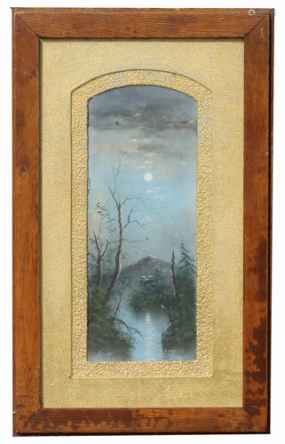 Signed, American School Moonlit Landscape